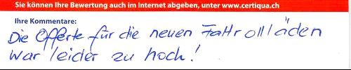 Die Offerte für die neuen Faltrollläden war leider zu hoch!