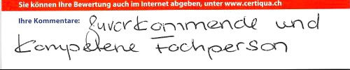 zuvorkommende und kompetente Fachperson.