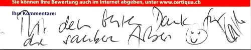 Mit dem besten Dank für die saubere Arbeit. :-)