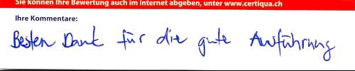 Besten Dank für die gute Ausführung.