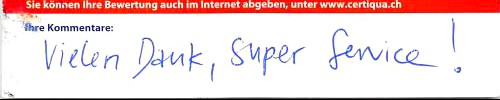 Vielen Dank, super Service!