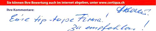 Eine tip-tope Firma! Zu empfehlen !