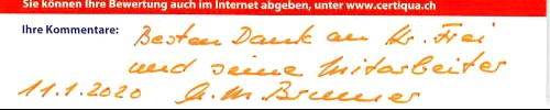 Besten Dank an Herrn Frei und seine Mitarbeiter.