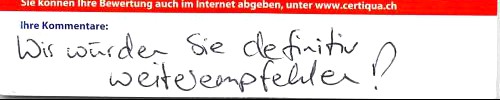 wir würden Sie definitiv weiterempfehlen!