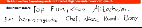 Top Firma, klasse Mitarbeiter. Ein hervorragender Chef.