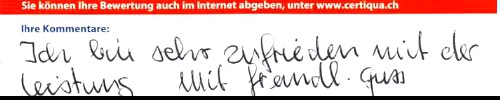 ich bin sehr zufrieden mit der Leistung.