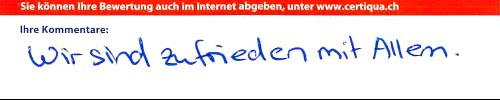 wir sind zufrieden mit allem.