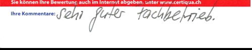 Sehr guter Fachbetrieb.
