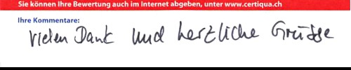 Vielen Dank und herzliche Grüsse.
