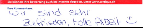Wir sind sehr zufrieden, tolle Arbeit! :-)