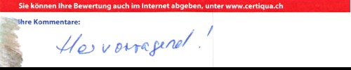 Hervorragend!