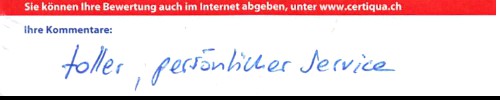 Toller, persönlicher Service.