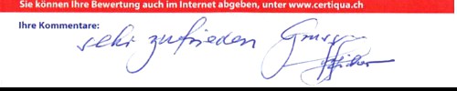 Handgeschriebene Bewertung von Rolf Schlagenhauf AG