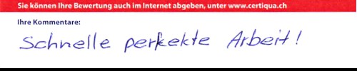 Handgeschriebene Bewertung