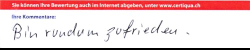 Handgeschriebene Bewertung von Brunner Storen AG